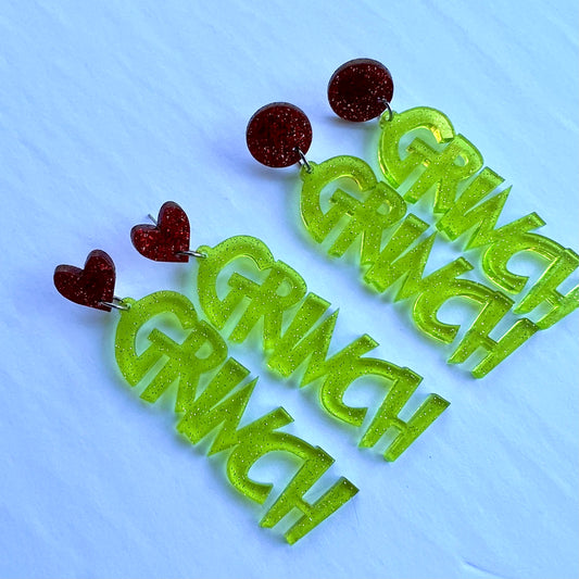 Grinch earrings.