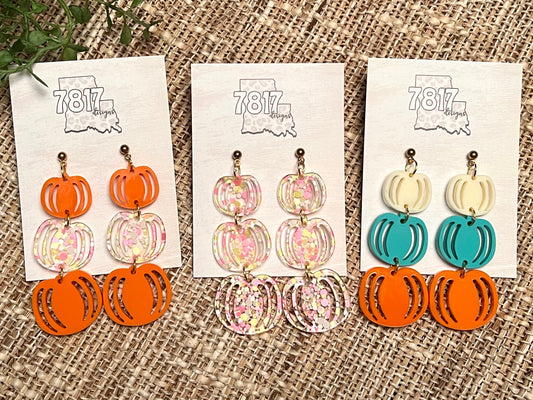 3 Pumpkin dangle earring