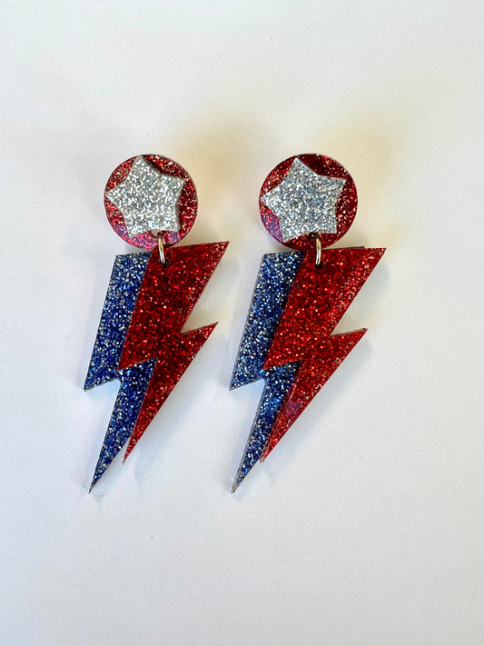 Lightening bolt earrings.